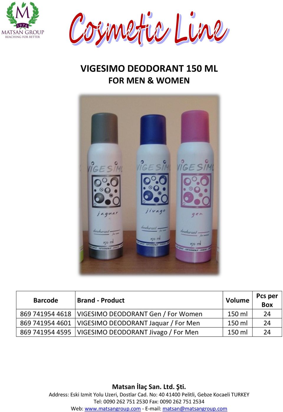 741954 4601 VIGESIMO DEODORANT Jaquar / For Men 150 ml