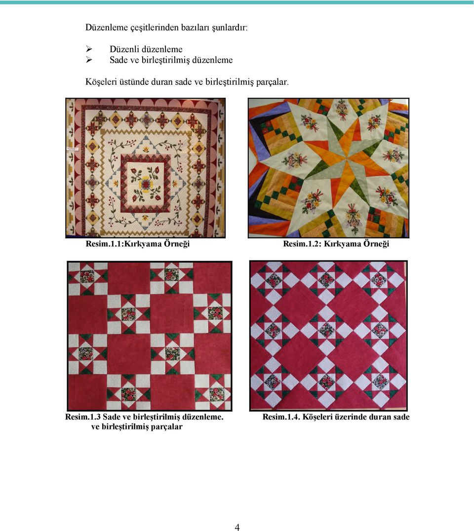 parçalar. Resim.1.1:Kırkyama Örneği Resim.1.2: Kırkyama Örneği Resim.1.3 Sade ve birleştirilmiş düzenleme.