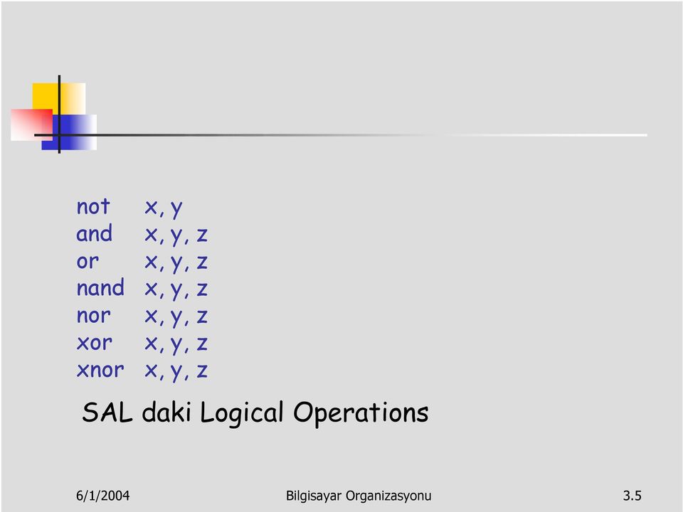 z xnor x, y, z SAL daki Logical