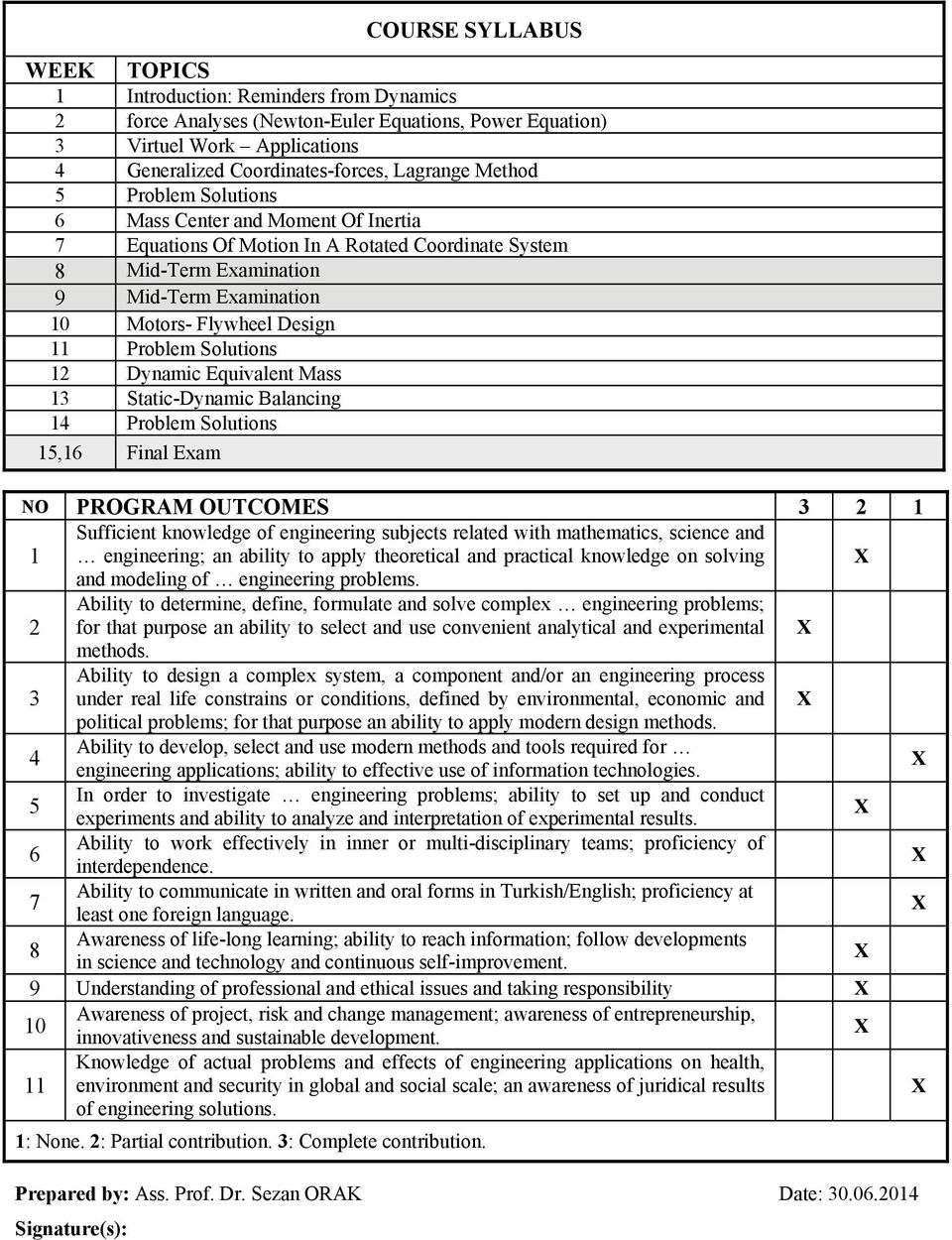 Solutions 2 Dynamic Equivalent Mass 3 Static-Dynamic Balancing 4 Problem Solutions 5,6 Final Eam NO PROGRAM OUTCOMES 3 2 Sufficient knowledge of engineering subjects related with mathematics, science