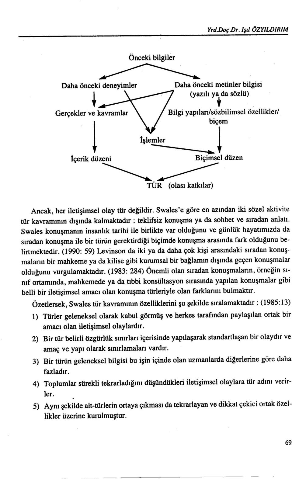 Swales'e göre en azından iki sözel aktivite tür kavramının dışında kalmaktadır: teklifsiz konuşma ya da sohbet ve sıradan anlatı.