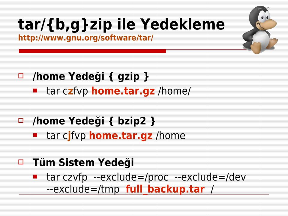 /home Yedeği { gzip } tar 