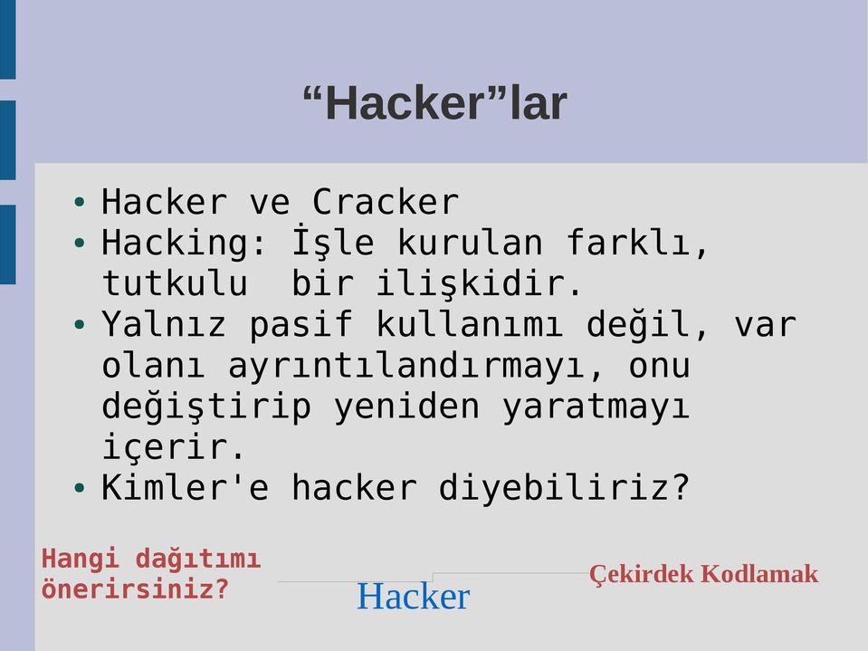 Yalnız pasif kullanımı değil, var olanı ayrıntılandırmayı, onu