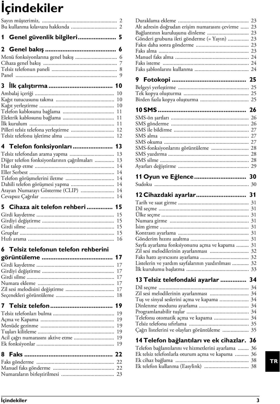 .. 11 İlk kurulum... 11 Pilleri telsiz telefona yerleştirme... 12 Telsiz telefonu işletime alma... 12 4 Telefon fonksiyonları... 13 Telsiz telefondan arama yapma.