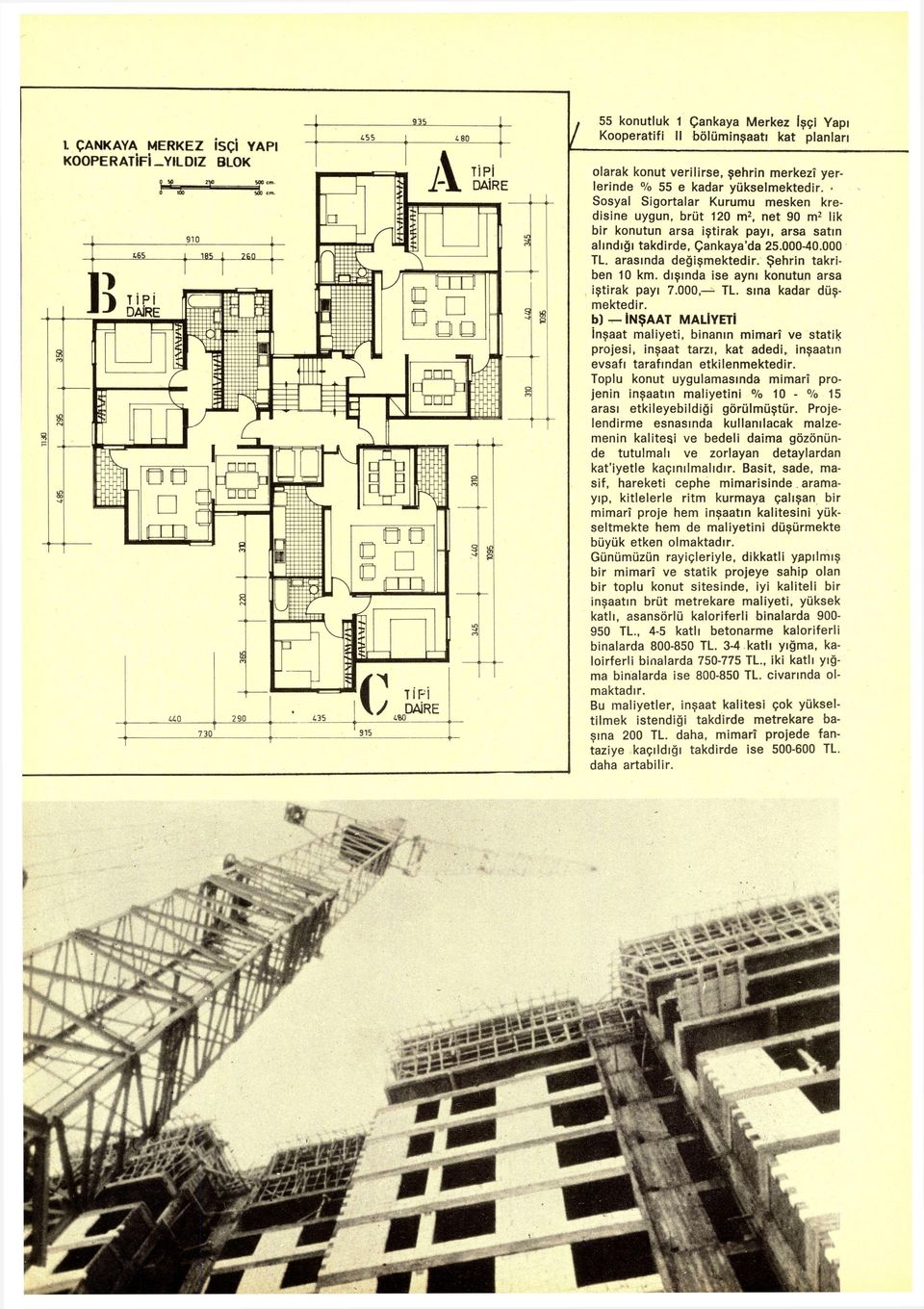 Sosyal Sigortalar Kurumu mesken kredisine uygun, brüt 120 m2, net 90 m2 lik bir konutun arsa iştirak payı, arsa satın alındığı takdirde, Çankaya'da 25.000-40.000 TL. arasında değişmektedir.