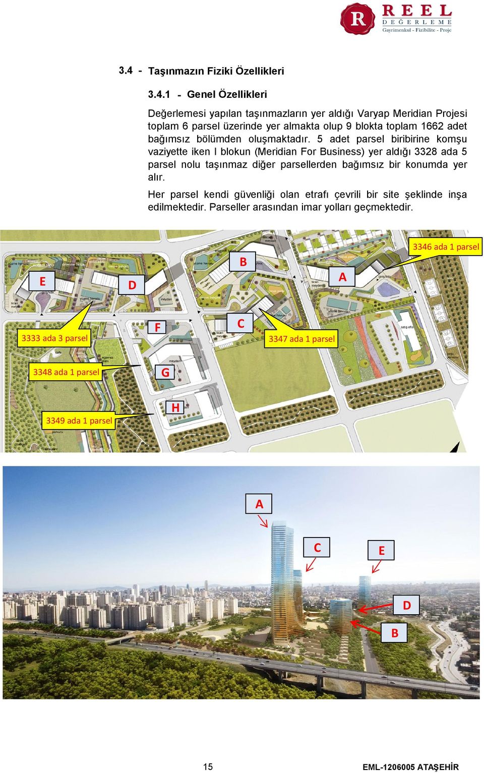 5 adet parsel biribirine komşu vaziyette iken I blokun (Meridian For Business) yer aldığı 3328 ada 5 parsel nolu taşınmaz diğer parsellerden bağımsız bir konumda yer