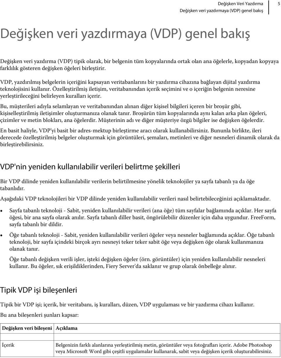 Özelleştirilmiş iletişim, veritabanından içerik seçimini ve o içeriğin belgenin neresine yerleştirileceğini belirleyen kuralları içerir.