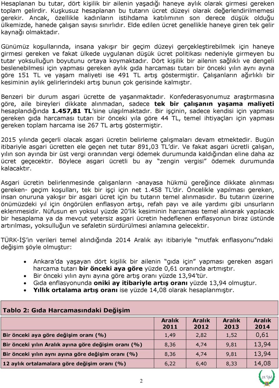 Günümüz koşullarında, insana yakışır bir geçim düzeyi gerçekleştirebilmek için haneye girmesi gereken ve fakat ülkede uygulanan düşük ücret politikası nedeniyle girmeyen bu tutar yoksulluğun boyutunu