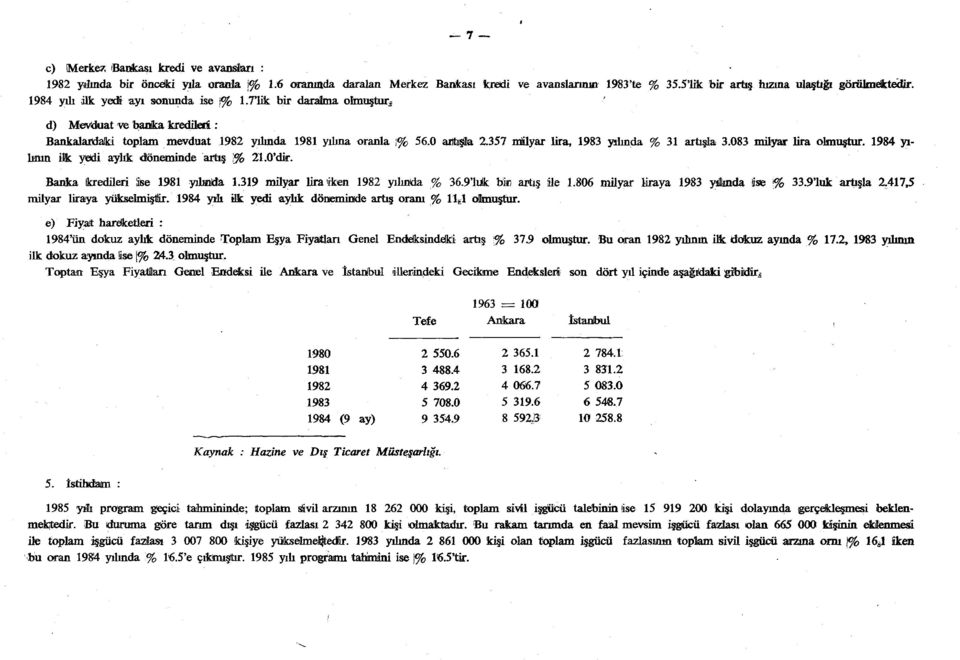 357 milyar lira, 1983 yılında % lımın Ik yedi aylık döneminde araş % 21.0'dir. Banka fkredileri ilse 1981 yılında 1.319 milyar lira iken 1982 yılında % 36.9'luk bin artış ile 1.