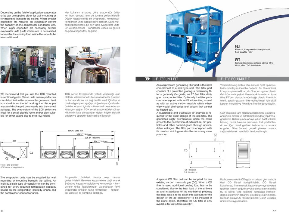 When larger capacities are necessary several evaporator units (units inside) are to be installed to transfer the cooling load inside the room to be air-conditioned.