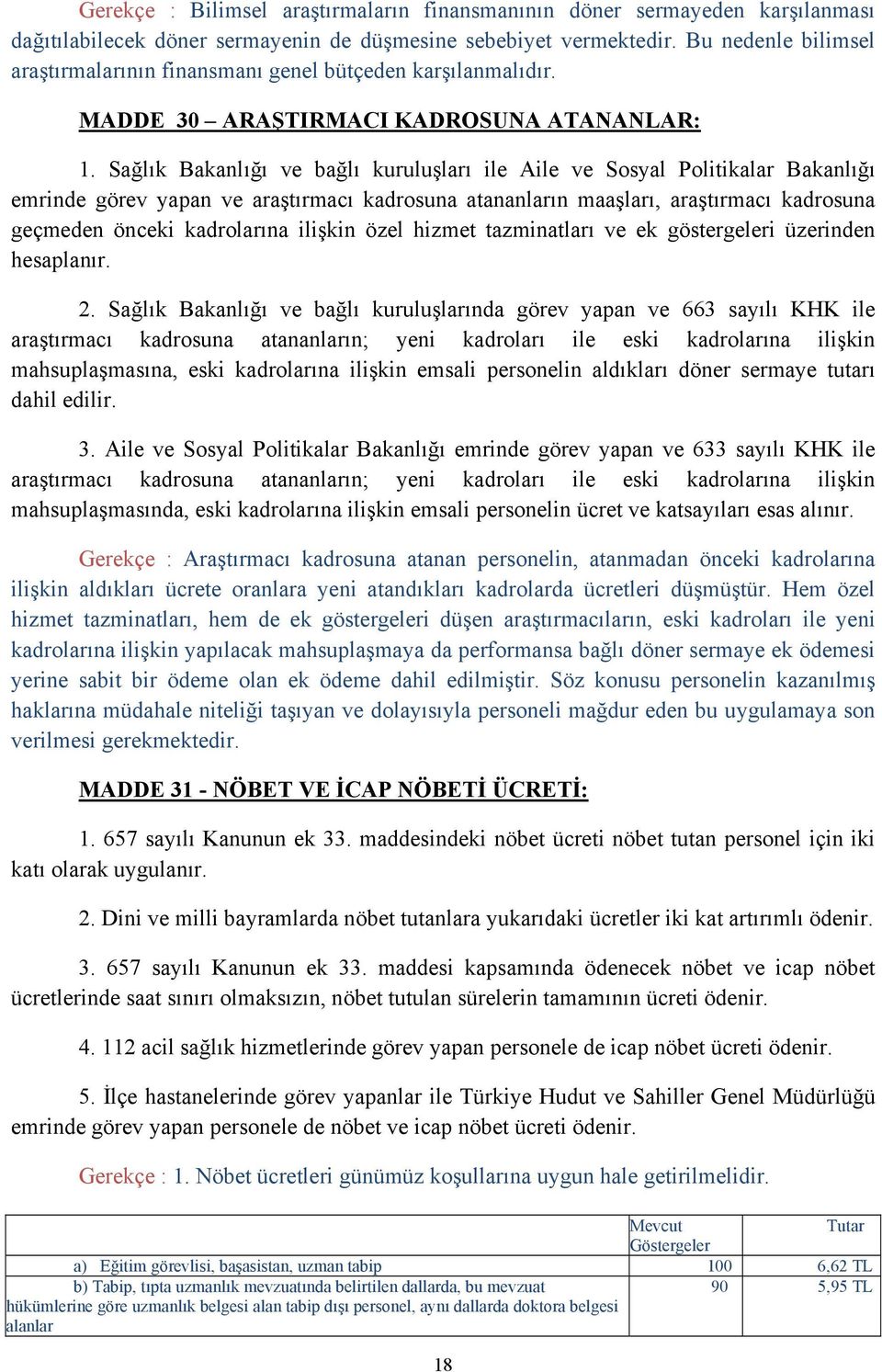 Sağlık Bakanlığı ve bağlı kuruluşları ile Aile ve Sosyal Politikalar Bakanlığı emrinde görev yapan ve araştırmacı kadrosuna atananların maaşları, araştırmacı kadrosuna geçmeden önceki kadrolarına