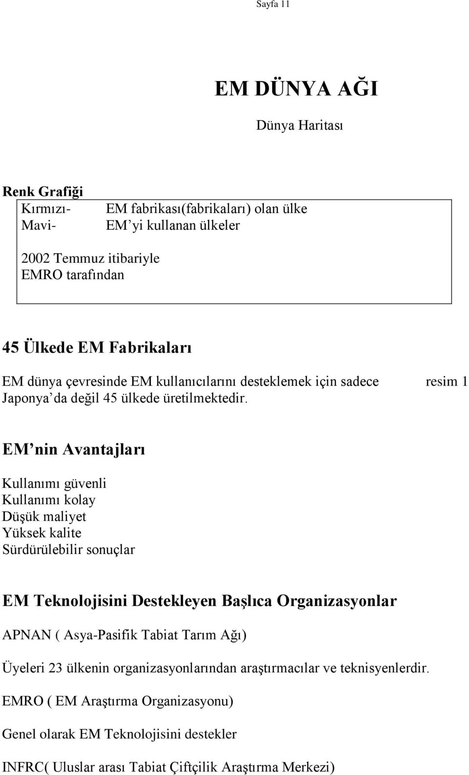 EM nin Avantajları Kullanımı güvenli Kullanımı kolay Düşük maliyet Yüksek kalite Sürdürülebilir sonuçlar EM Teknolojisini Destekleyen BaĢlıca Organizasyonlar APNAN (