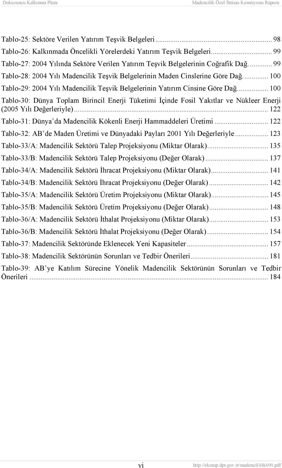 .. 100 Tablo-29: 2004 Yılı Madencilik Teşvik Belgelerinin Yatırım Cinsine Göre Dağ.