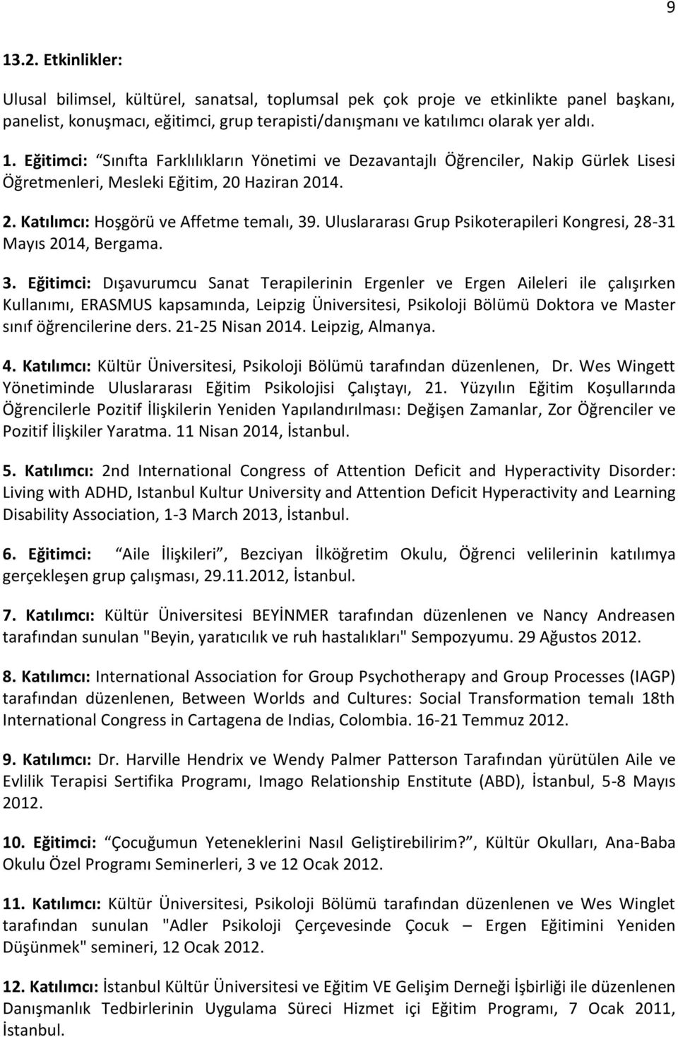 . Uluslararası Grup Psikoterapileri Kongresi, 28-31 Mayıs 2014, Bergama. 3.