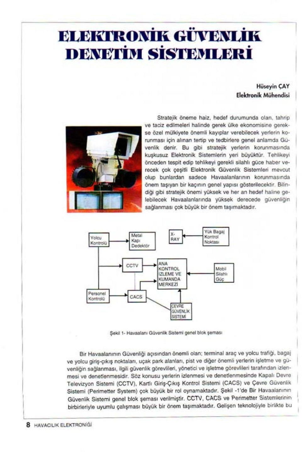 Tehlikeyi önceden tespit edip tehlikeyi gerekli silahlı güce haber verecek çok çeşitli Elektronik Güvenlik Sistemleri mevcut olup bunlardan sadece Havaalanlannın korunmasında önem taşıyan bir kaçının