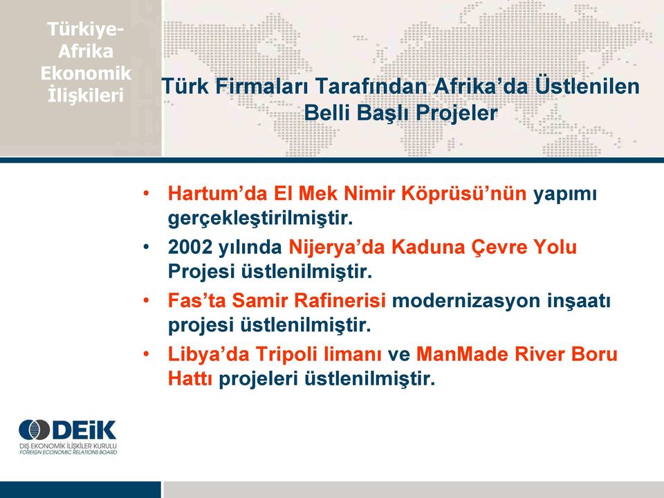 2002 yılında Nijerya da Kaduna Çevre Yolu Projesi üstlenilmiştir.