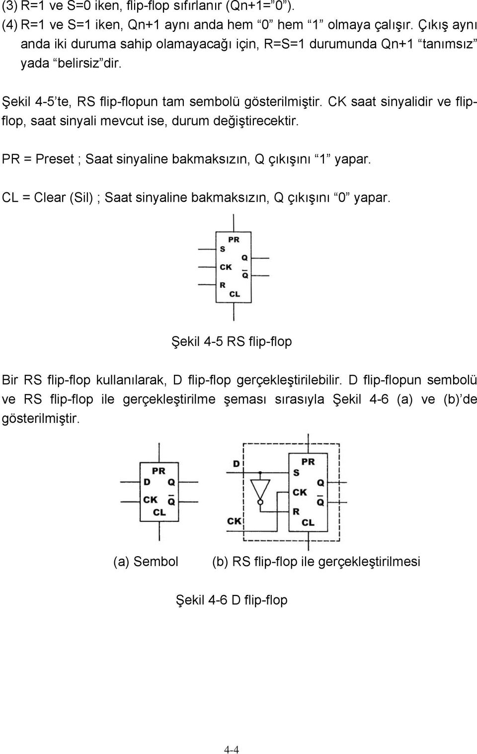 CK saat sinyalidir ve flipflop, saat sinyali mevcut ise, durum değiştirecektir. PR = Preset ; Saat sinyaline bakmaksızın, Q çıkışını 1 yapar.