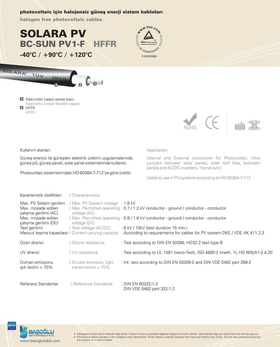 Photovoltaic sistemlerindeki HD 0--1'ye göre üretilir.