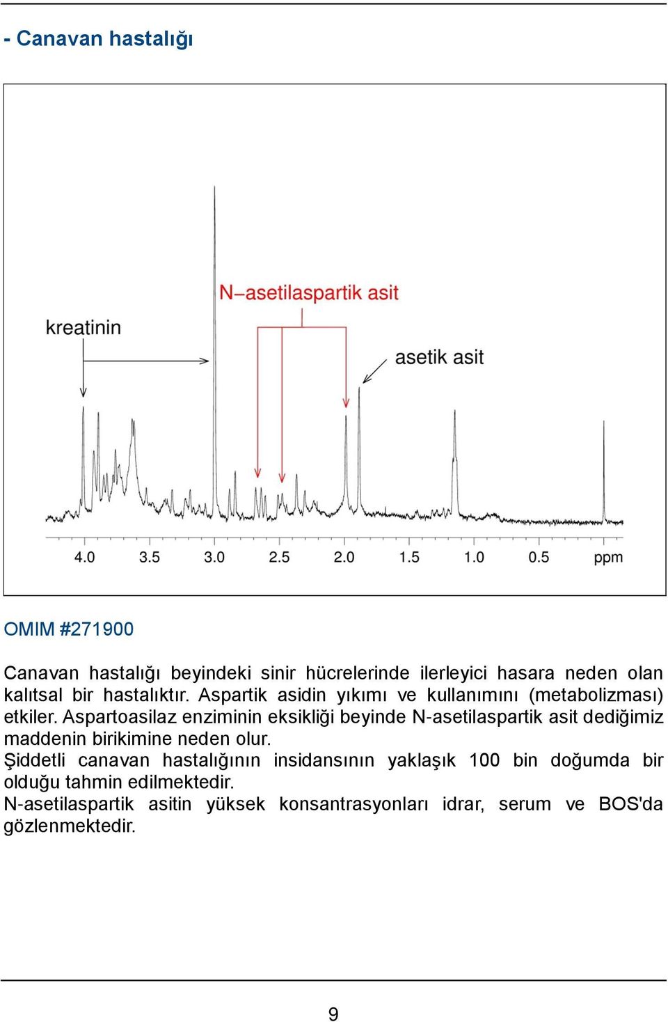 Aspartoasilaz enziminin eksikliği beyinde N-asetilaspartik asit dediğimiz maddenin birikimine neden olur.