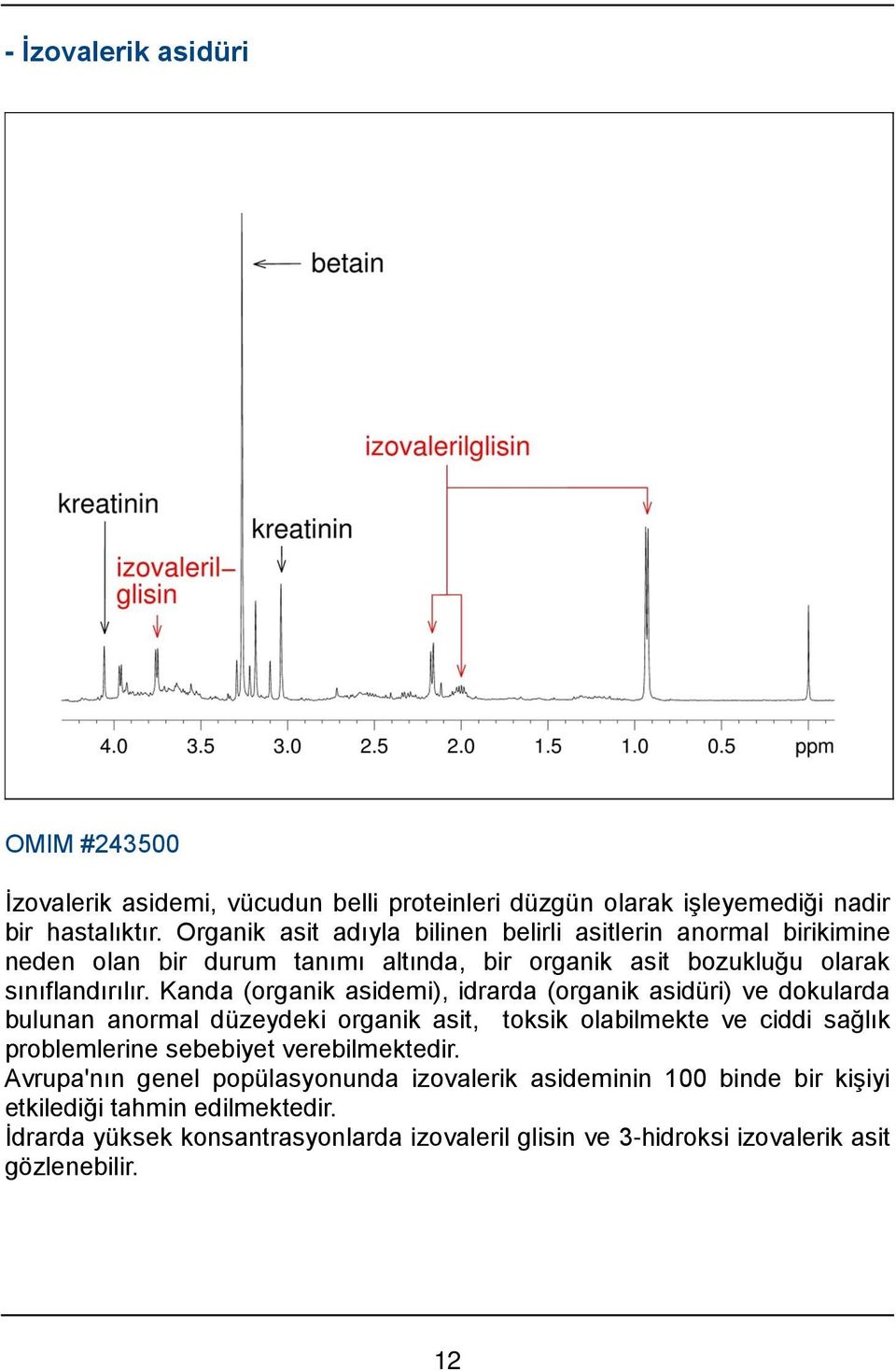 Kanda (organik asidemi), idrarda (organik asidüri) ve dokularda bulunan anormal düzeydeki organik asit, toksik olabilmekte ve ciddi sağlık problemlerine sebebiyet