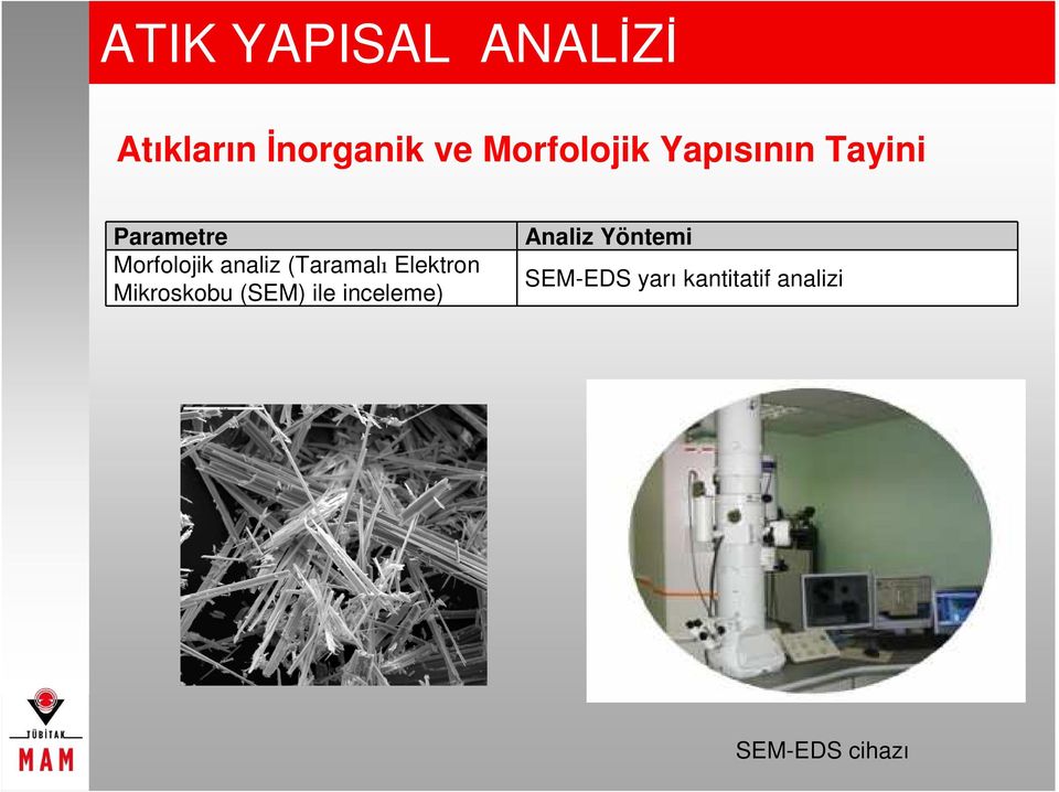 analiz (Taramalı Elektron Mikroskobu (SEM) ile