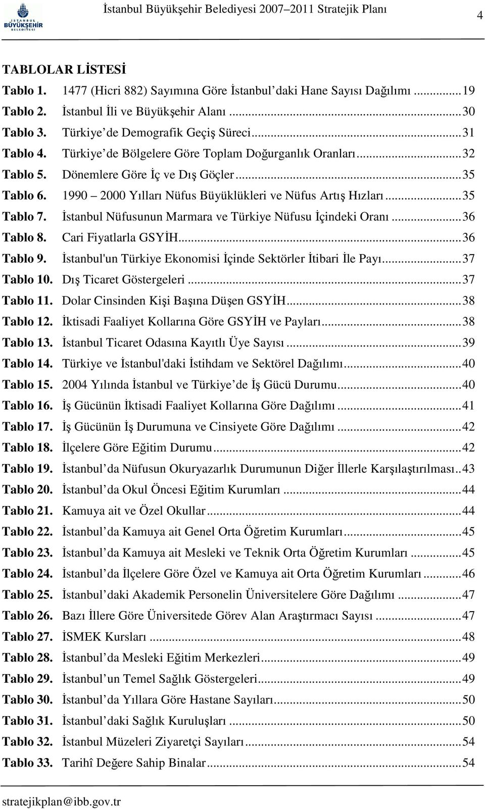 .. 35 Tablo 7. Đstanbul Nüfusunun Marmara ve Türkiye Nüfusu Đçindeki Oranı... 36 Tablo 8. Cari Fiyatlarla GSYĐH... 36 Tablo 9. Đstanbul'un Türkiye Ekonomisi Đçinde Sektörler Đtibari Đle Payı.