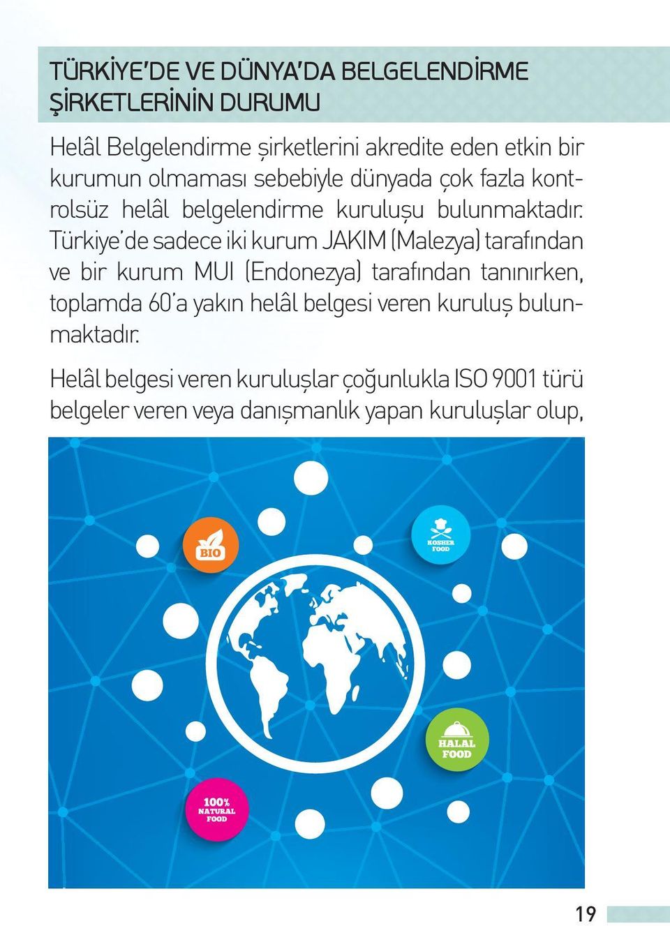 Türkiye de sadece iki kurum JAKIM (Malezya) tarafından ve bir kurum MUI (Endonezya) tarafından tanınırken, toplamda 60 a