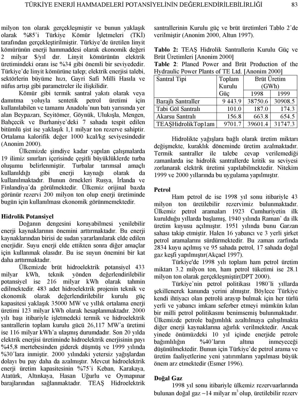 Türkiye de linyit kömürüne talep; elektrik enerjisi talebi, sektörlerin büyüme hızı, Gayri Safi Milli Hasıla ve nüfus artışı gibi parametreler ile ilişkilidir.