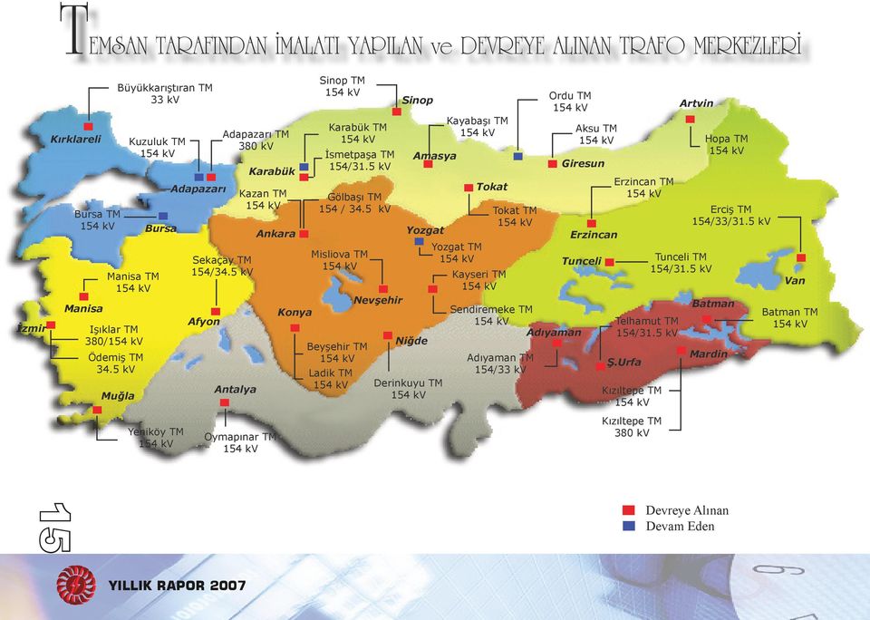 5 kv Misliova TM Sinop Amasya Yozgat Manisa TM Nevşehir Manisa Konya Afyon Işıklar TM 380/ Beyşehir TM Niğde Ödemiş TM 34.