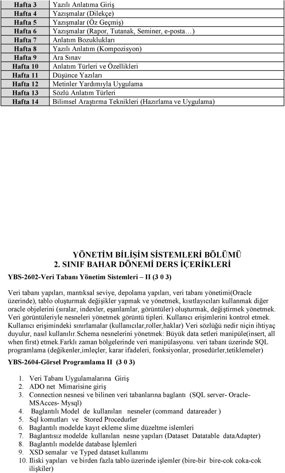 Teknikleri (Hazırlama ve Uygulama) YÖNETİM BİLİŞİM SİSTEMLERİ BÖLÜMÜ 2.