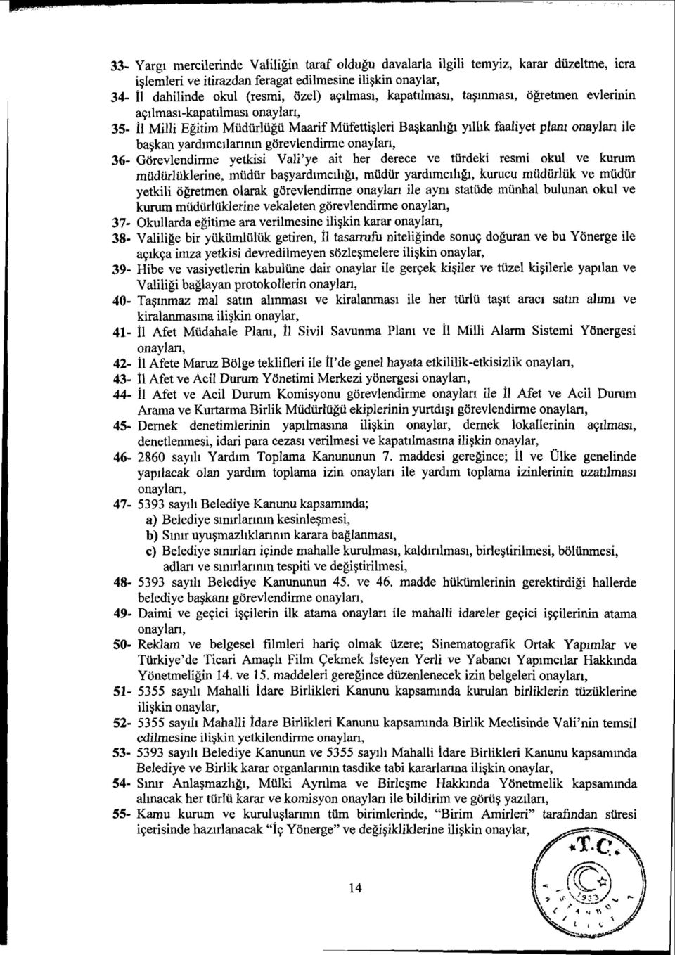 Mudiirlugu Maarif Miifetti leri Ba kanhgi yilhk faaliyet plani onaylan ile basjcan yardimcilannm gorevlendirme onaylan, 36- Gorevlendirme yetkisi Vali 'ye ait her derece ve tiirdeki resmi okul ve