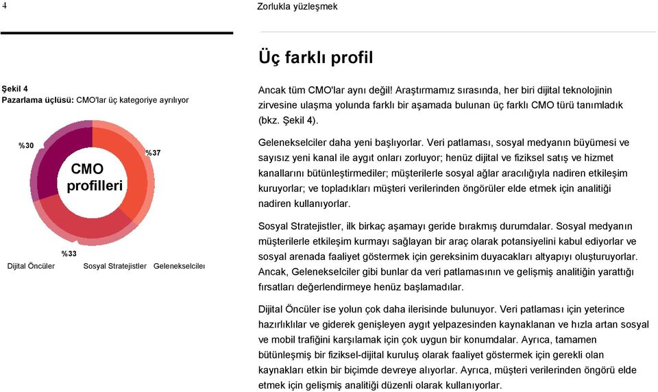 %30 CMO profilleri %37 Gelenekselciler daha yeni başlıyorlar.