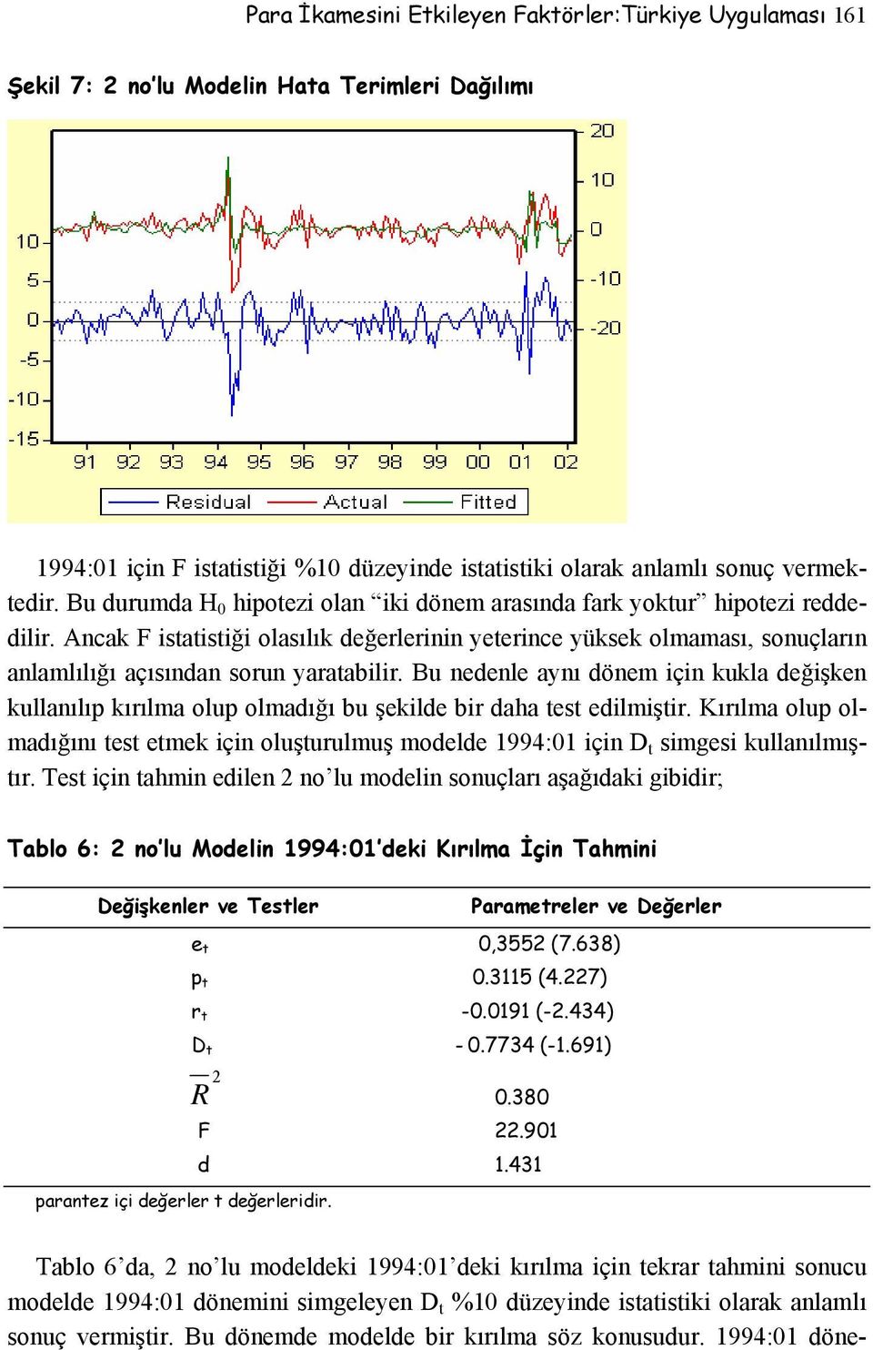 Ancak F istatistiği olasılık değerlerinin yeterince yüksek olmaması, sonuçların anlamlılığı açısından sorun yaratabilir.