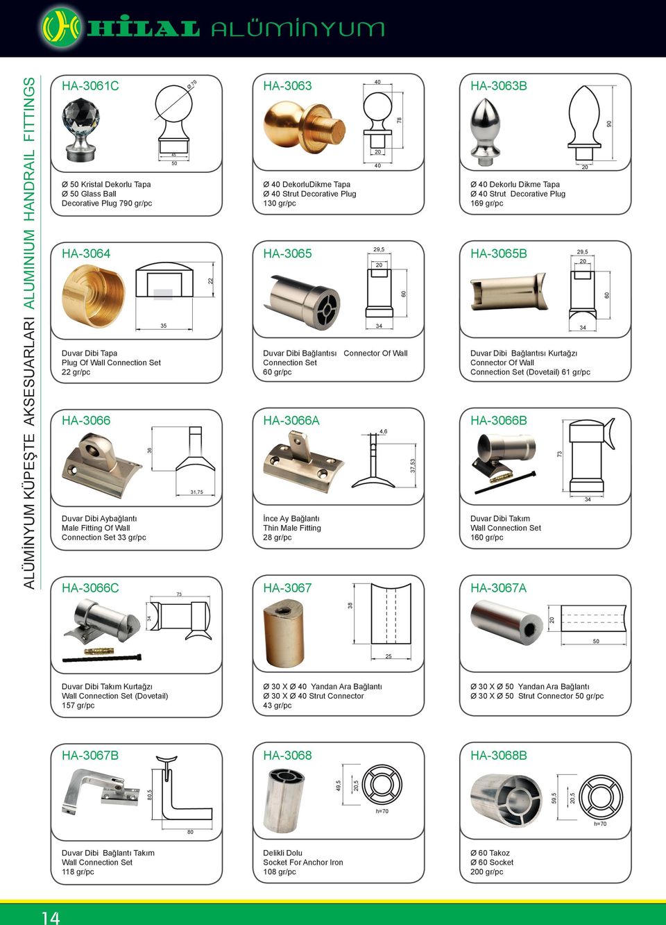 Set gr/pc -3066A İnce Ay Bağlantı Thin Male Fitting 28 gr/pc 29,5 34 4,6 78 37,53-3063B Ø Dekorlu Dikme Tapa Ø Strut Decorative Plug 169 gr/pc -3065B Duvar Dibi Bağlantısı Kurtağzı Connector Of Wall