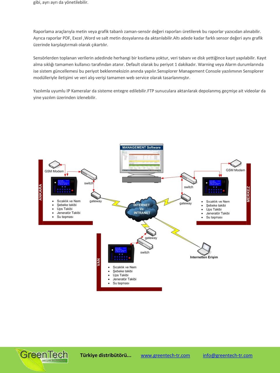 Sensörlerden toplanan verilerin adedinde herhangi bir kısıtlama yoktur, veri tabanı ve disk yettiğince kayıt yapılabilir. Kayıt alma sıklığı tamamen kullanıcı tarafından atanır.