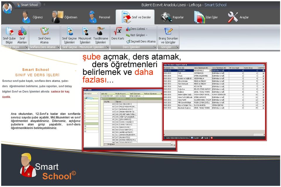 Ģube açmak, ders atamak, ders öğretmenleri belirlemek ve daha fazlası... Ana okulundan, 12.