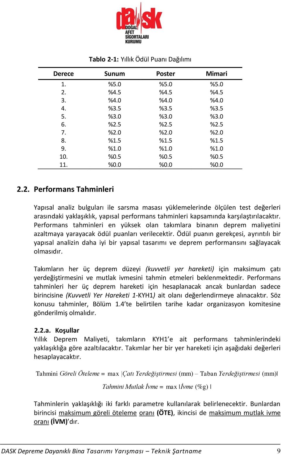 2. Performans Tahminleri Yapısal analiz bulguları ile sarsma masası yüklemelerinde ölçülen test değerleri arasındaki yaklaşıklık, yapısal performans tahminleri kapsamında karşılaştırılacaktır.