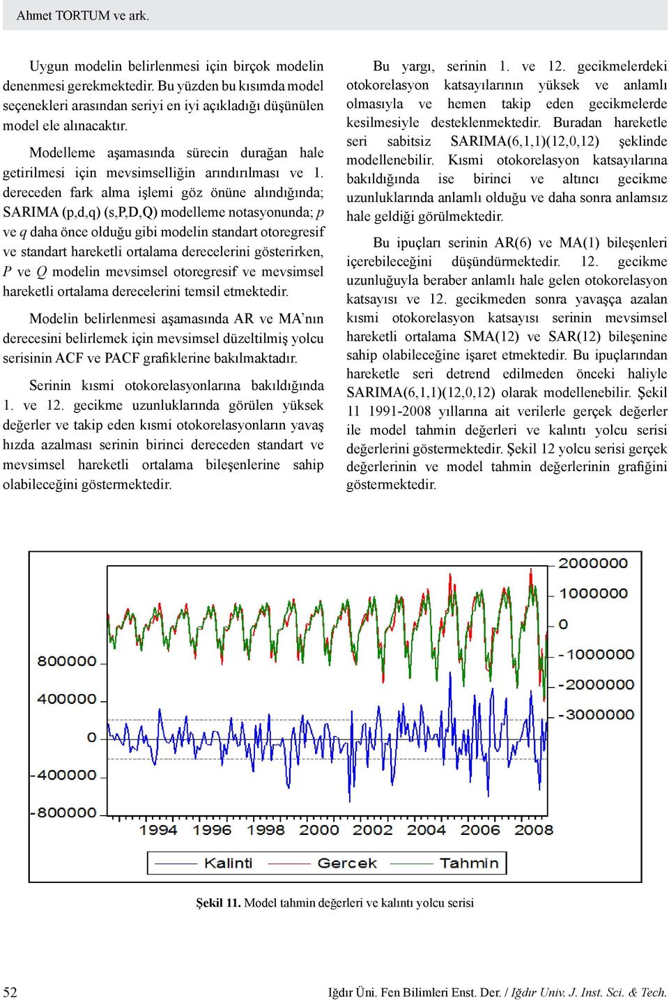 dereceden fark alma işlemi göz önüne alındığında; SARIMA (p,d,q) (s,p,d,q) modelleme notasyonunda; p ve q daha önce olduğu gibi modelin standart otoregresif ve standart hareketli ortalama