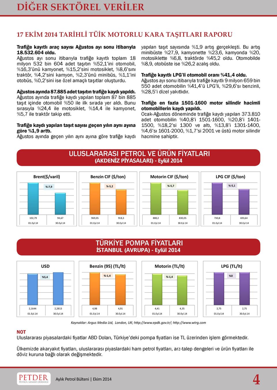 ini otobüs, %0, sini ise özel amaçlı taşıtlar oluşturdu. Ağustos ayında 87.885 adet taşıtın trafiğe kaydı yapıldı.