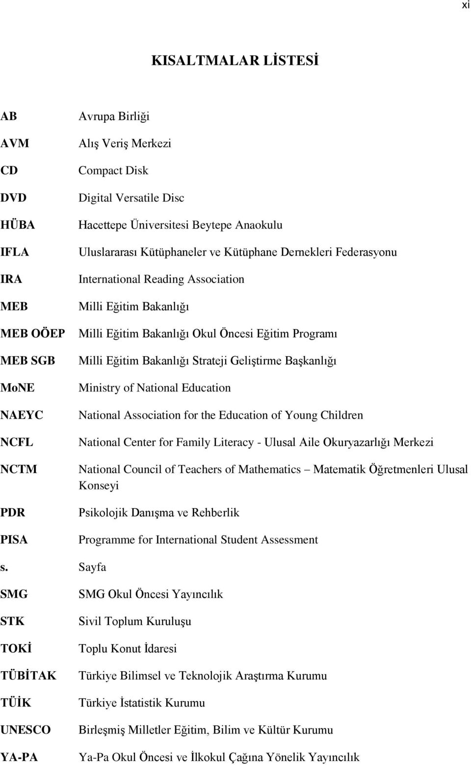 Bakanlığı Strateji Geliştirme Başkanlığı Ministry of National Education National Association for the Education of Young Children National Center for Family Literacy - Ulusal Aile Okuryazarlığı