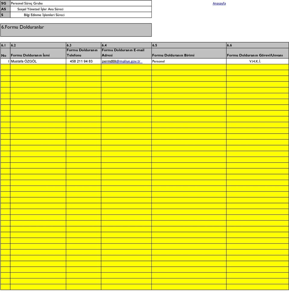 6 No Formu Dolduranın İsmi Formu Dolduranın Telefonu Formu Dolduranın E-mail Adresi