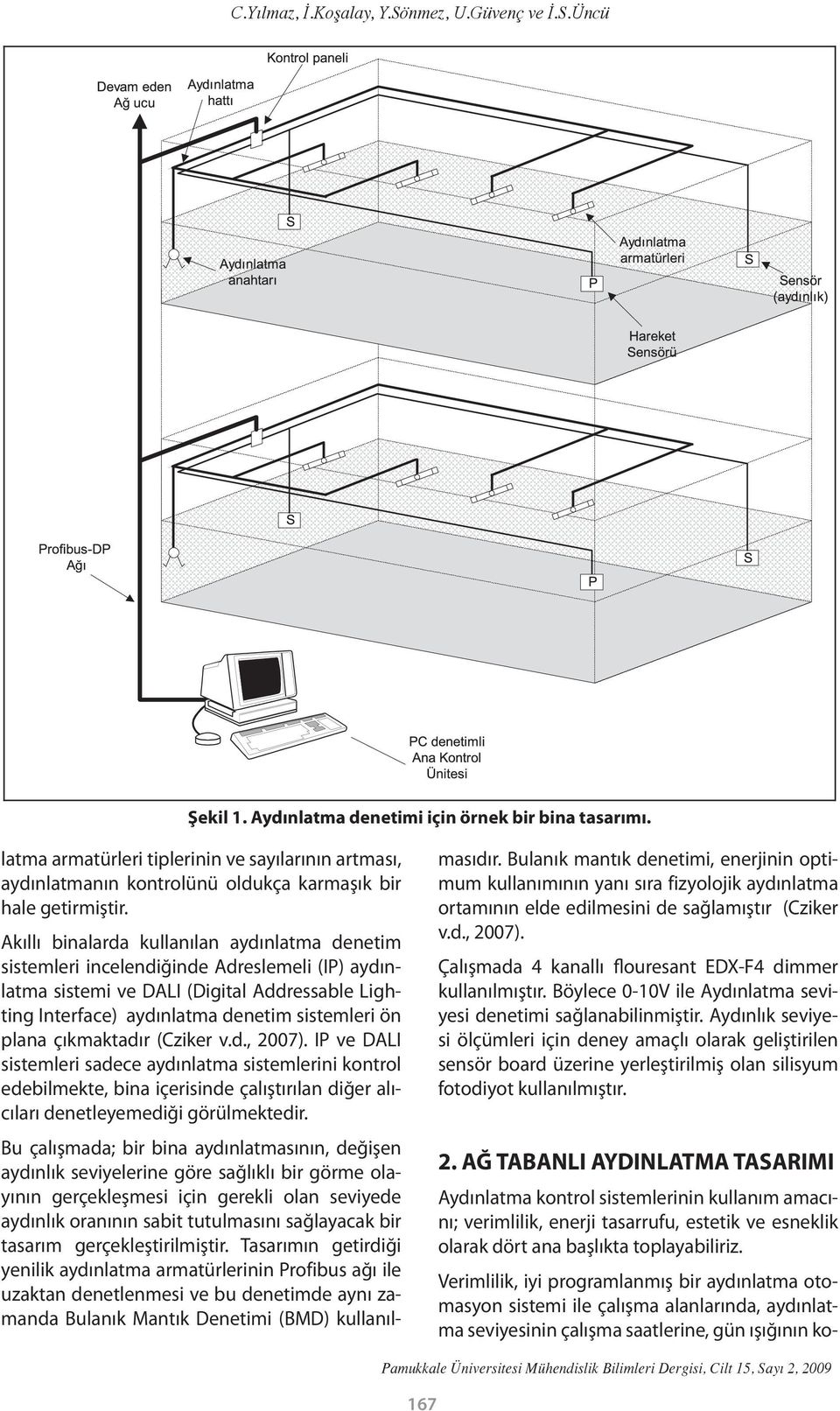 Akıllı binalarda kullanılan aydınlatma denetim sistemleri incelendiğinde Adreslemeli (IP) aydınlatma sistemi ve DALI (Digital Addressable Lighting Interface) aydınlatma denetim sistemleri ön plana