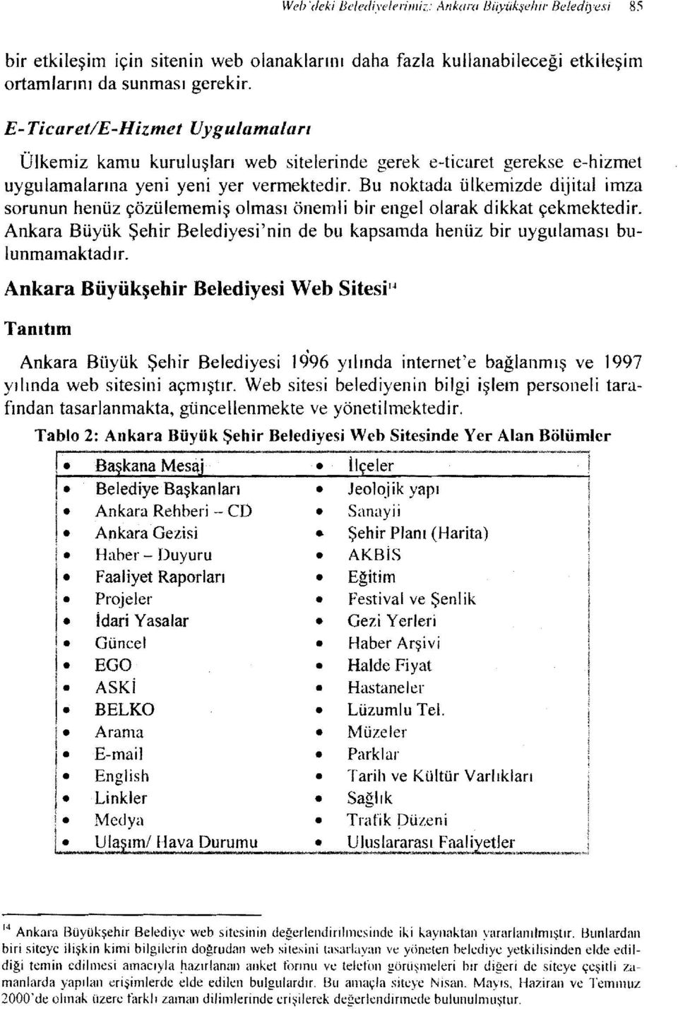 Bu noktada ülkemizde dijital imza sorunun henüz çözülememiş olması önemli bir engelolarak dikkat çekmektedir. Ankara Büyük Şehir Belediyesi'nin de bu kapsamda henüz bir uygulaması bulunmamaktadır.