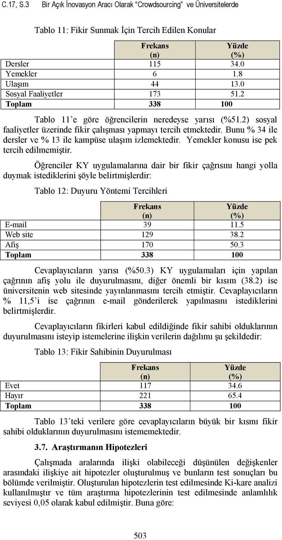 Bunu % 34 ile dersler ve % 13 ile kampüse ulaşım izlemektedir. Yemekler konusu ise pek tercih edilmemiştir.