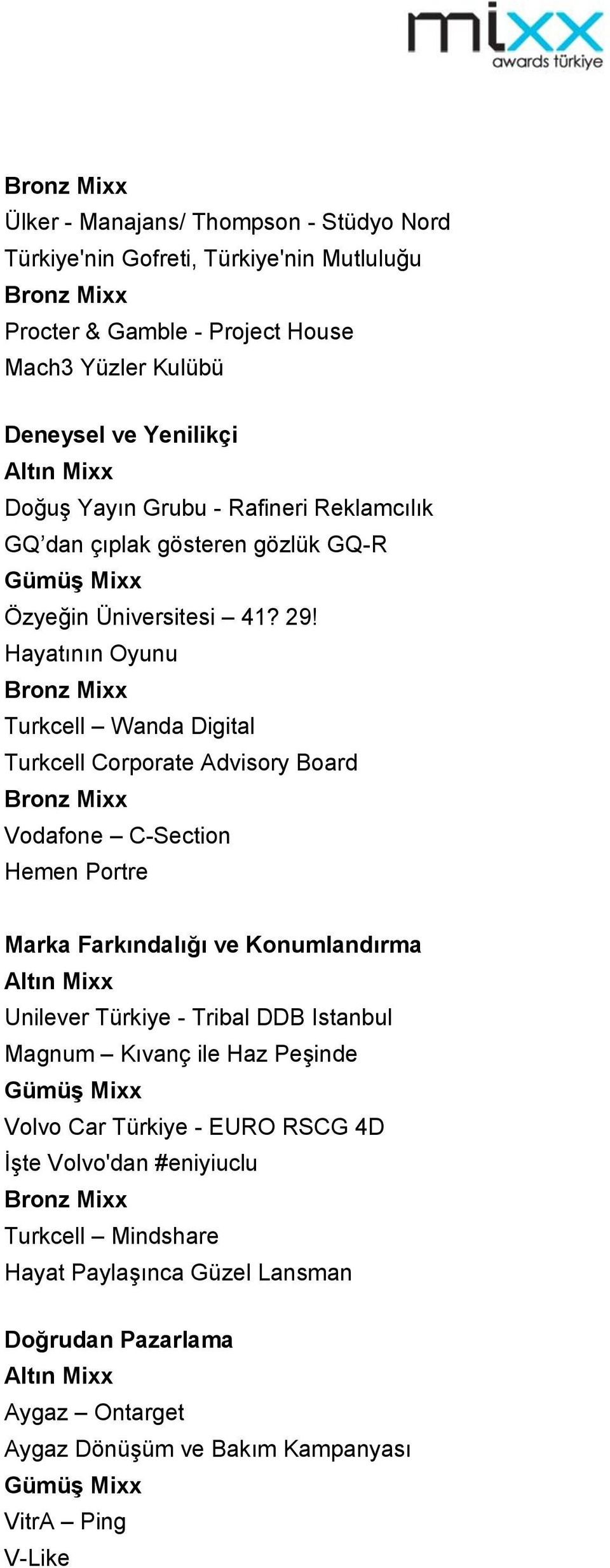 Hayatının Oyunu Turkcell Wanda Digital Turkcell Corporate Advisory Board Vodafone C-Section Hemen Portre Marka Farkındalığı ve Konumlandırma Unilever Türkiye - Tribal