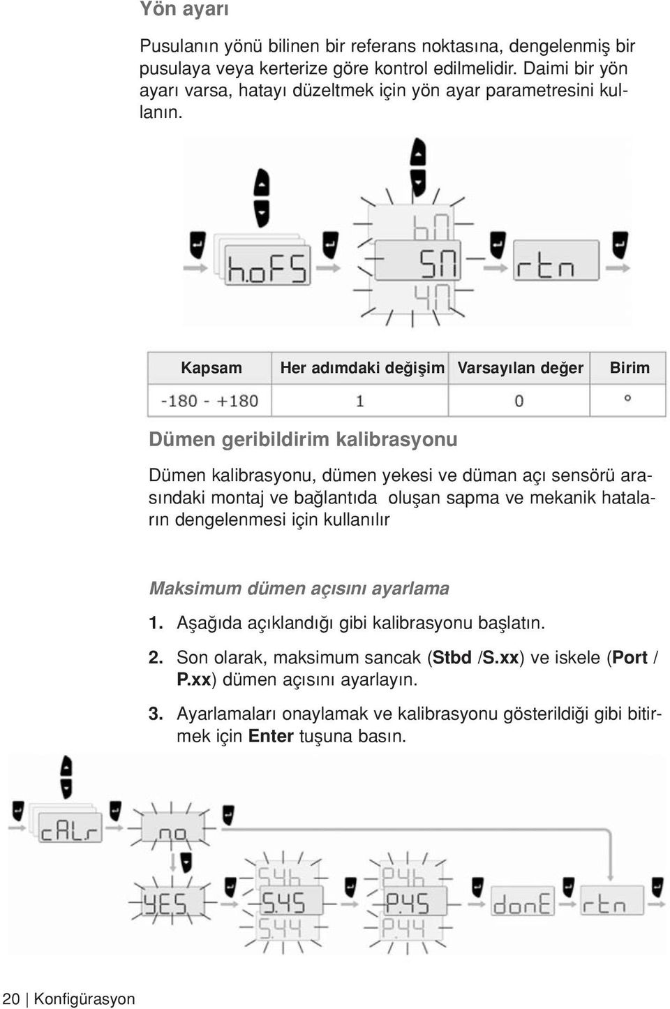 Kapsam Her ad mdaki de iflim Varsay lan de er Birim Dümen geribildirim kalibrasyonu Dümen kalibrasyonu, dümen yekesi ve düman aç sensörü aras ndaki montaj ve ba lant da oluflan