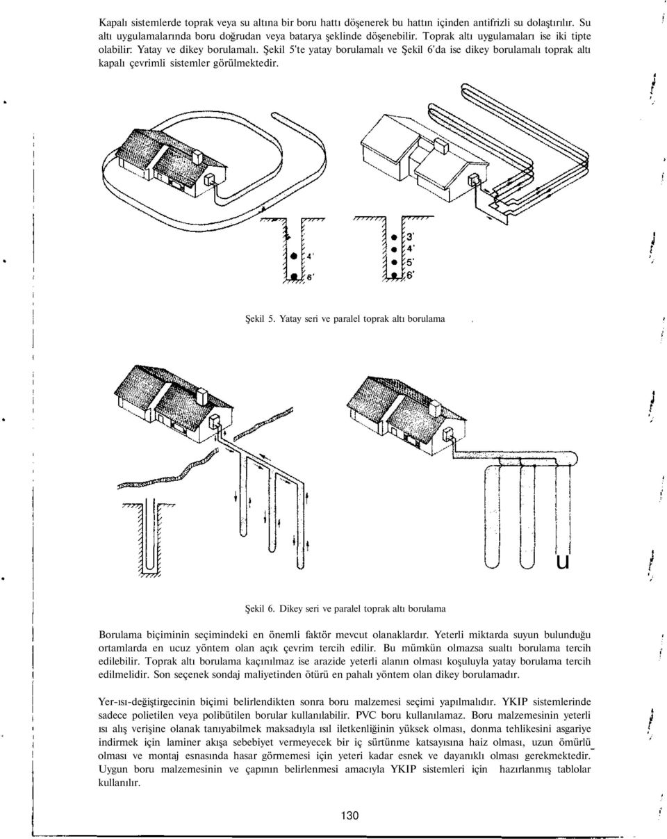 Dikey seri ve paralel toprak altı borulama Borulama biçiminin seçimindeki en önemli faktör mevcut olanaklardır.