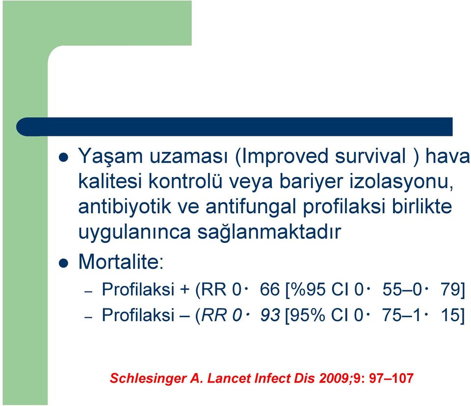 sağlanmaktadır Mortalite: Profilaksi + (RR 0 66 [%95 CI 0 55 0 79]