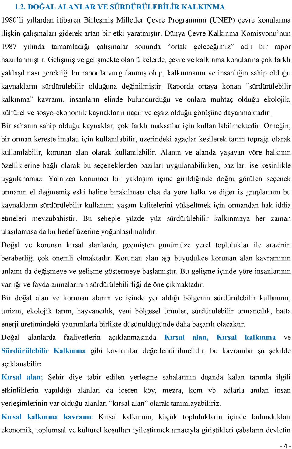 GeliĢmiĢ ve geliģmekte olan ülkelerde, çevre ve kalkınma konularına çok farklı yaklaģılması gerektiği bu raporda vurgulanmıģ olup, kalkınmanın ve insanlığın sahip olduğu kaynakların sürdürülebilir