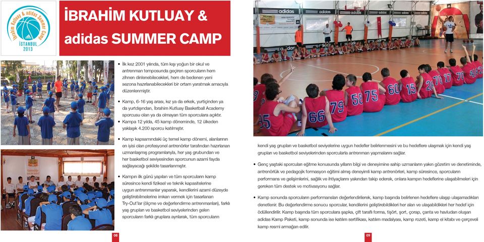 Kamp, 6-16 yaş arası, kız ya da erkek, yurtiçinden ya da yurtdışından, İbrahim Kutluay Basketball Academy sporcusu olan ya da olmayan tüm sporculara açıktır.